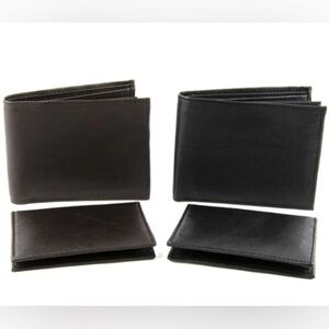 NEW-Gold Coast Men's 4-Piece Brown and Black Leather Wallet and Card Case Set